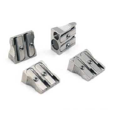 2 Holes Silver Metal Pencil Sharpener for Student